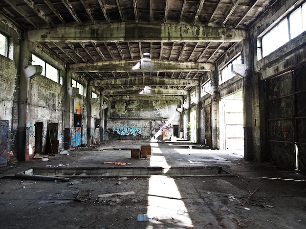 Messy interior of abandoned building