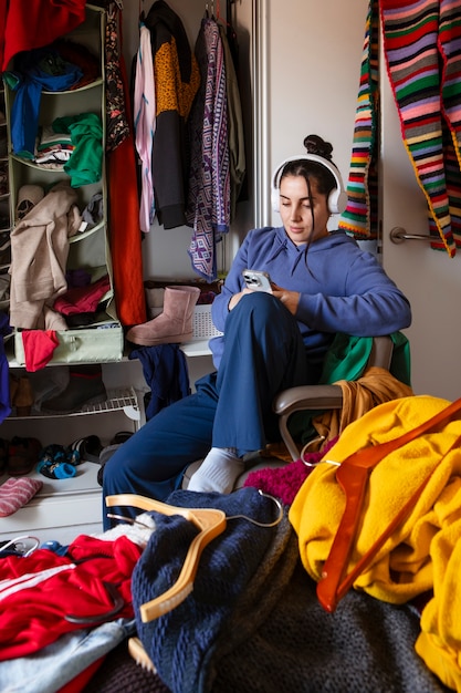 messy interior full of clothing