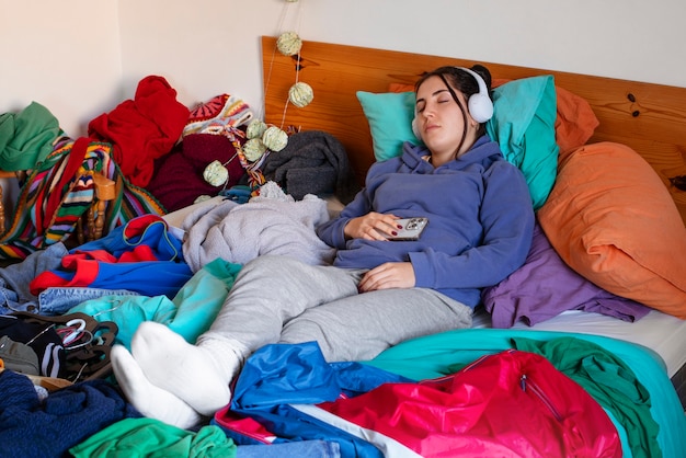 messy interior full of clothing