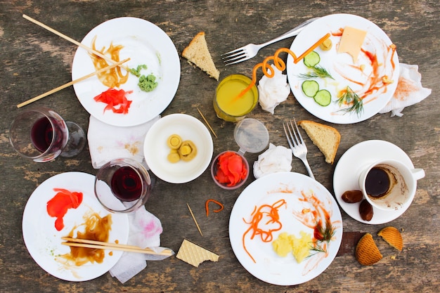 Messy table after party