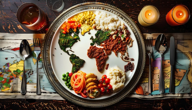 Foto met al het eten in de wereld.