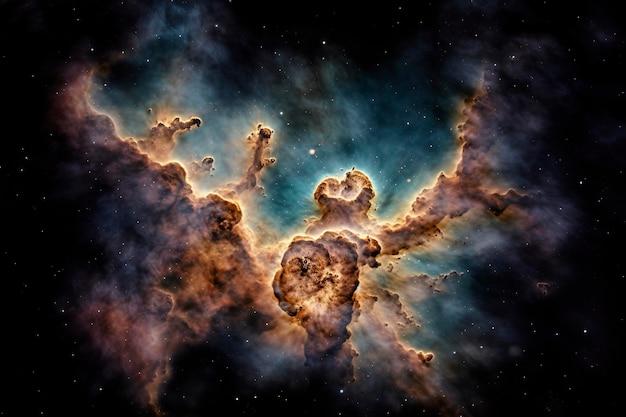 Met behulp van meerdere belichtingen om een gedetailleerd en kleurrijk beeld te creëren van de Carina Nebula een stervormende regio gelegen in het zuidelijke sterrenbeeld Carina genereren ai