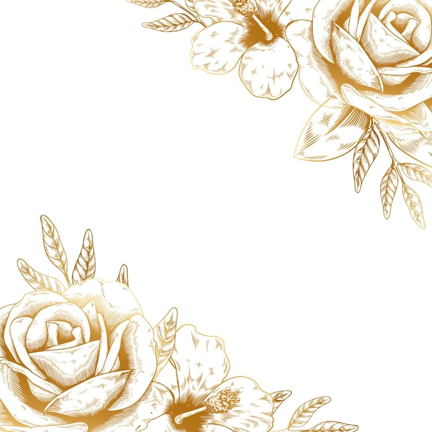Met de hand getekend goud roos rand ontwerp element