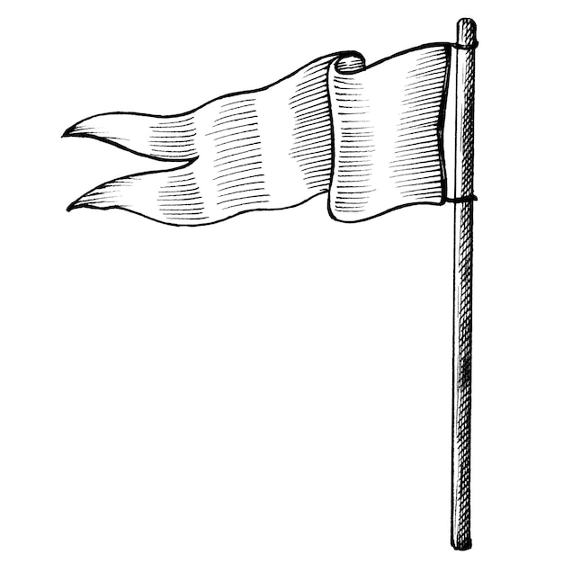 Met de hand getekend wit vlagontwerpelement