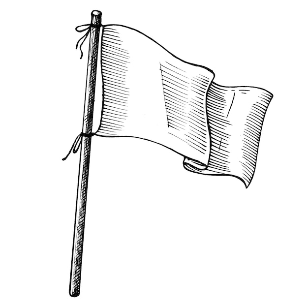 Met de hand getekend wit vlagontwerpelement