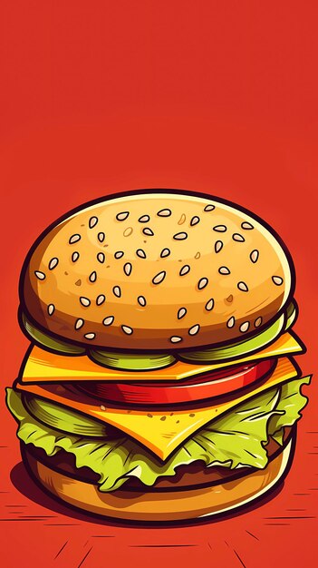 Met de hand getekende cartoon heerlijke hamburger illustratie