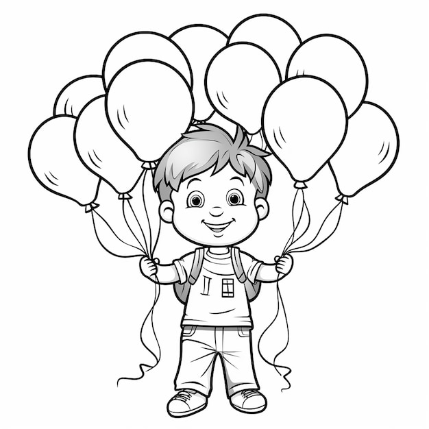 Met de hand getekende kawaii ballonnen verjaardagsfeestjes voor kinderen kleurboeken voor kinderen