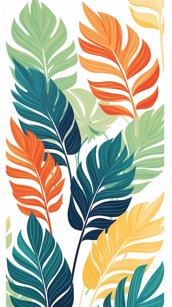 Met de hand getekende vector abstracte illustratie van tropische bladeren