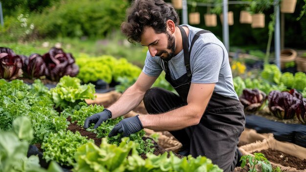 Met de ondergaande zon die een warme gloed werpt oogsten de handen van de mens de vruchten van zijn arbeid hun aanraking