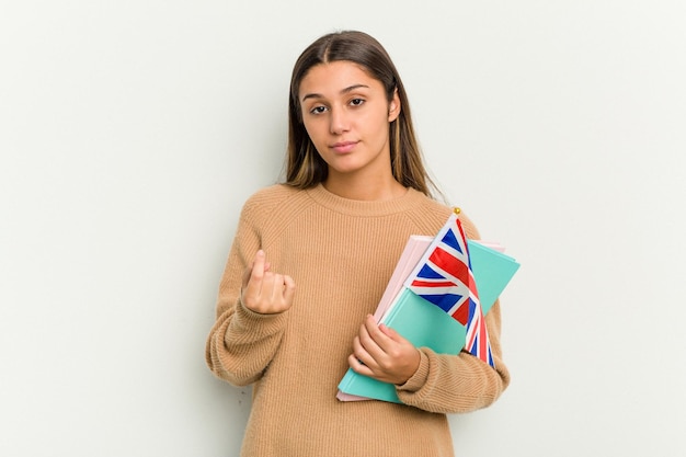 Met de vinger naar je wijzend alsof uitnodigend dichterbij komt