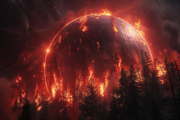 met een planeet op de achtergrond