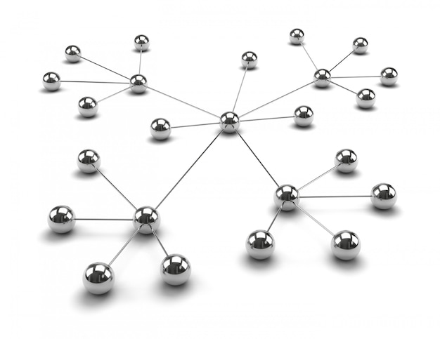 Met elkaar verbonden metalen bollen