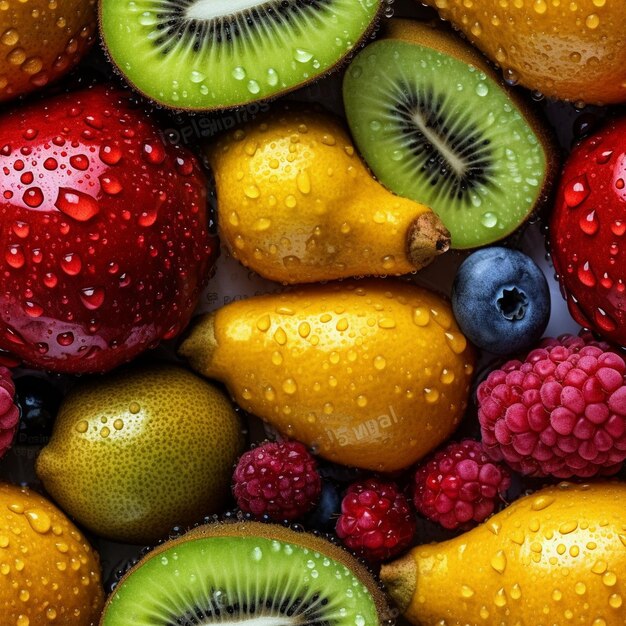 Foto met sappige panorama vruchten