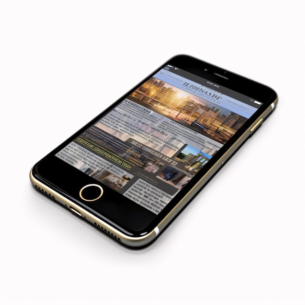 met smartphone nieuws app op het scherm geïsoleerd op witte achtergrond