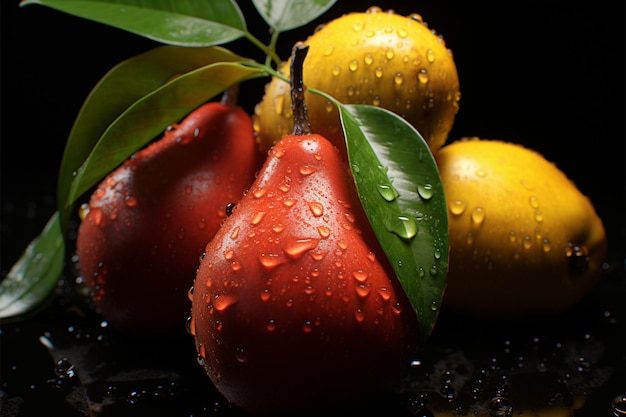 Met water gekuste mango's, een verleidelijke weergave van natuurlijke hydratatie