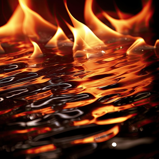 Metaalachtergrond en vlammen die van zijn oppervlakte gnerative ai weerkaatsen