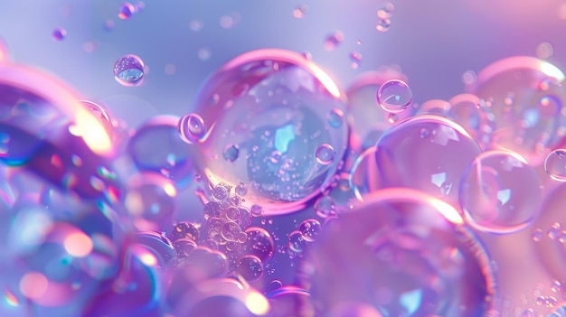 Metaballs soap bubbles holographic floating liquid blobs in 3D