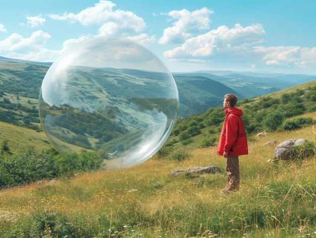 Metaforisch beeld van iemand die in zijn persoonlijke bubbel blijft.