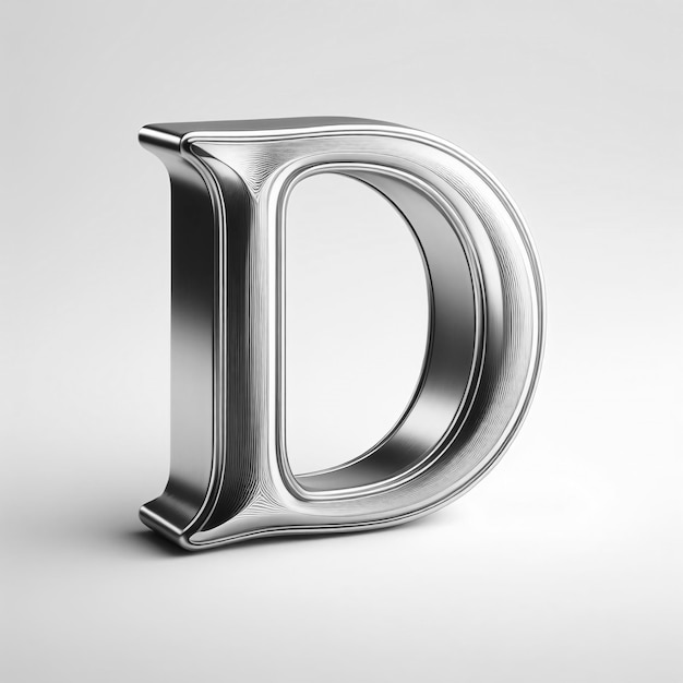 Metal Alphabet D Graces the White Scene looks like silver letter D metallic D logo design