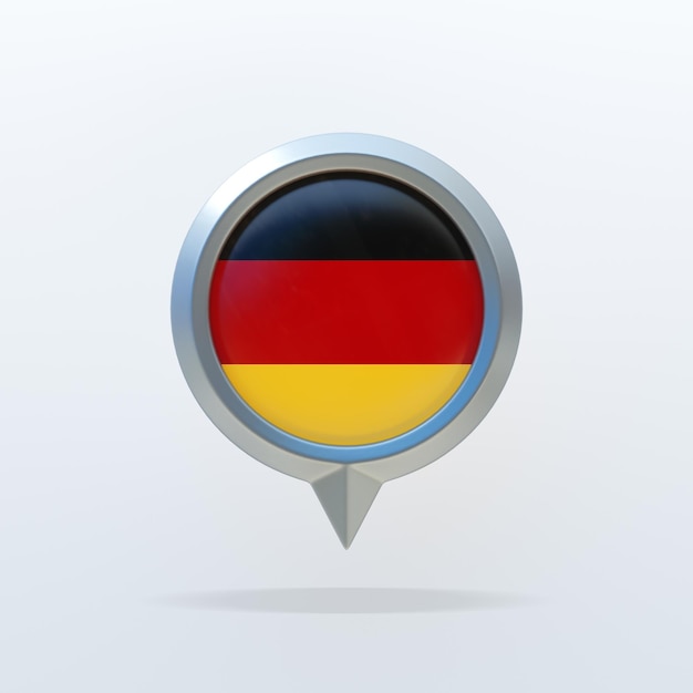 Photo metal badge of the national flag of germany with a location indicator