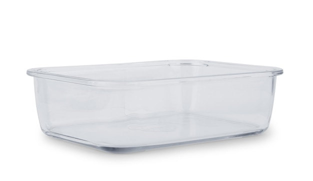 Metal baking dish with nonstick coating isolated on white top view