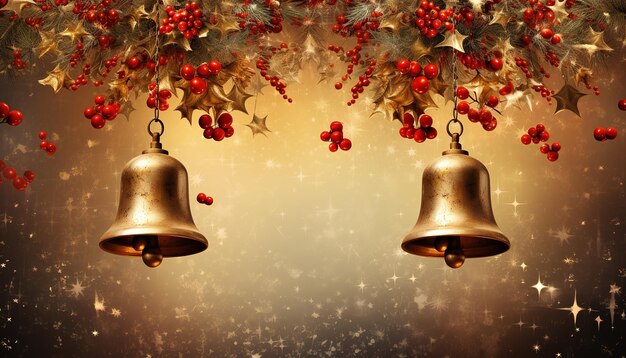 Foto campana di metallo per il capodanno, natale e decorazioni di capodanno