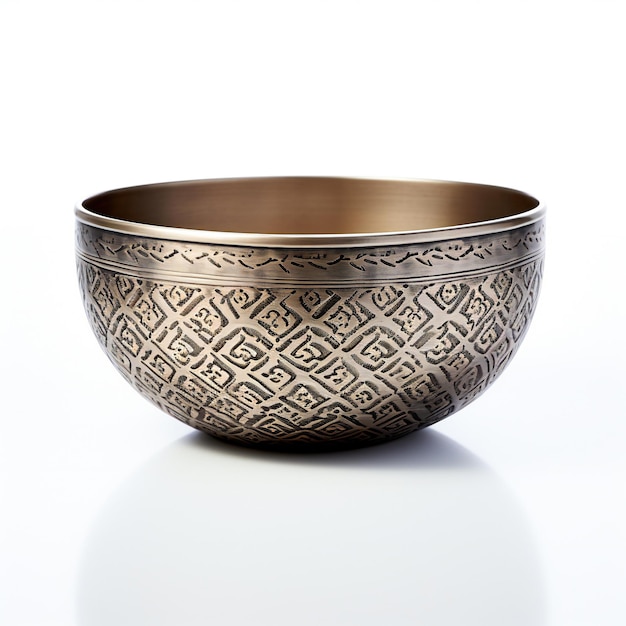 Metal bowl isolated on white background with reflection