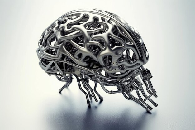 a metal brain made out of metal rods