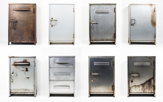 Photo metal cabinets view on white background