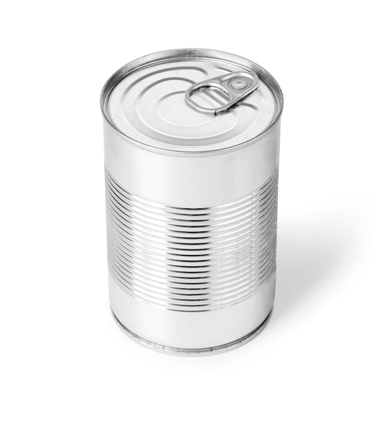 Metal can on white