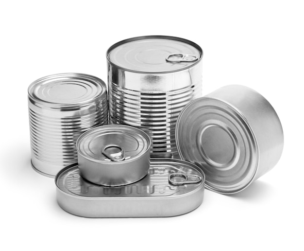 Metal cans on white