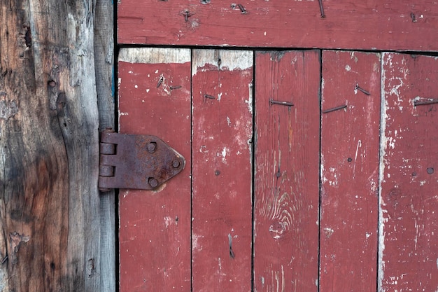 Metal catch on an old wooden door Wooden background Wood texture