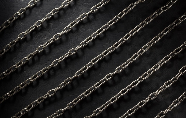 Metal chain on black background