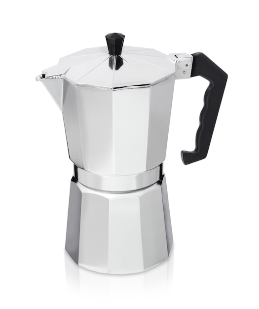 Metal coffee maker isolated geyser coffee maker  