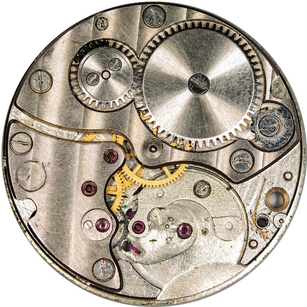 金属歯車は時計仕掛けを動かしますあなたの成功したビジネスデザインのためにマクロ