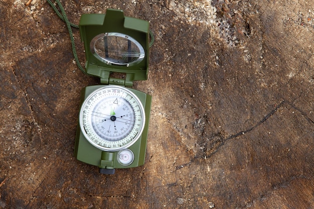 Metal compass in closeup