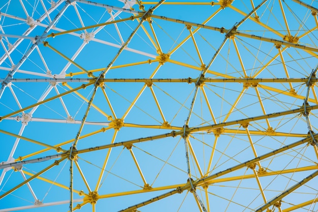 The metal construction of the Ferris wheel