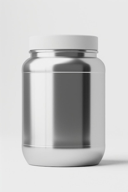 Photo a metal container with a lid on a white surface