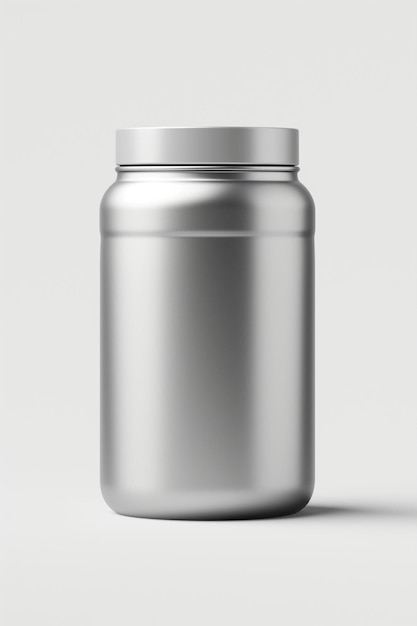 Photo a metal container with a lid on a white surface