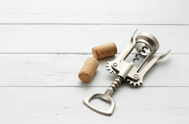 Metal corkscrew for wine and cork 