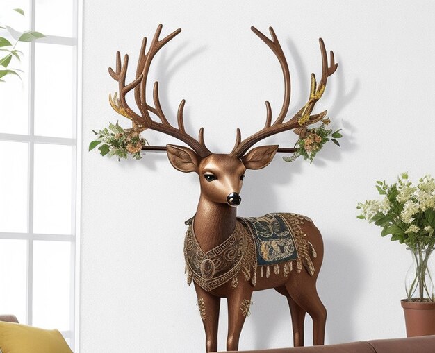 Photo metal deer art wall