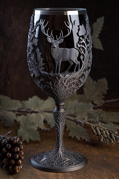 Photo metal drink goblet with ornate designs