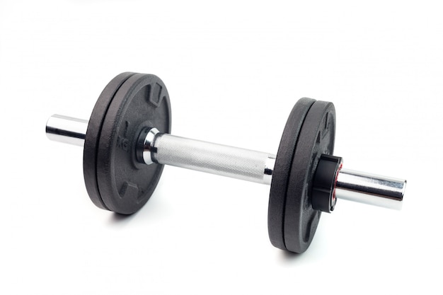 Metal dumbbell isolated on white background