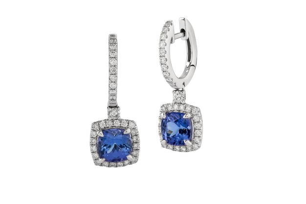 Metal Earring with Topaz and Diamonds stone including clipping path