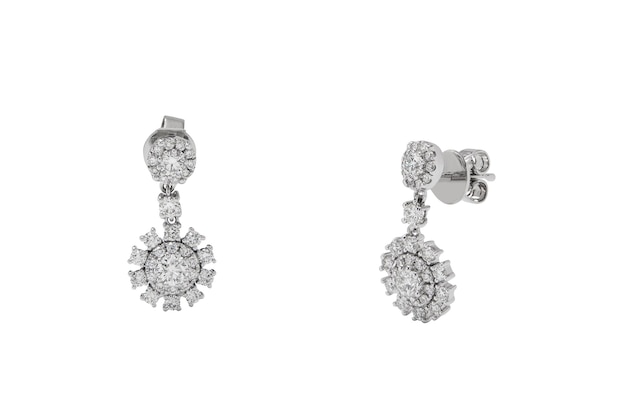 Metal Earring with Topaz and Diamonds stone including clipping path