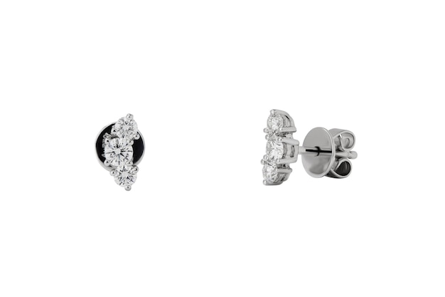 Metal Earring with Topaz and Diamonds stone including clipping path