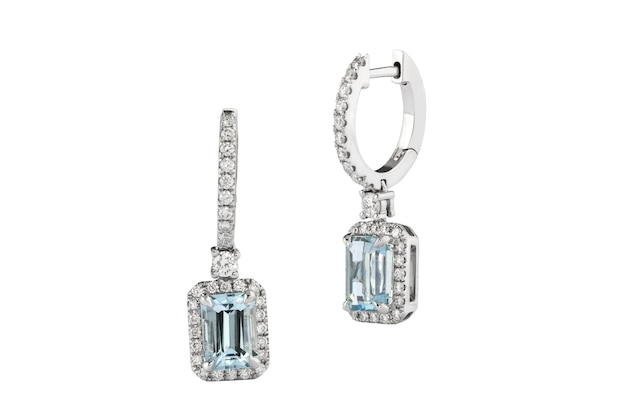 Metal Earring with Topaz and Diamonds stone including clipping path