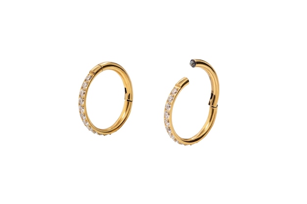 Metal Earring with Topaz and Diamonds stone including clipping path