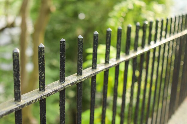 Photo metal fence in golden sunset light offering security and charm to a countryside landscape