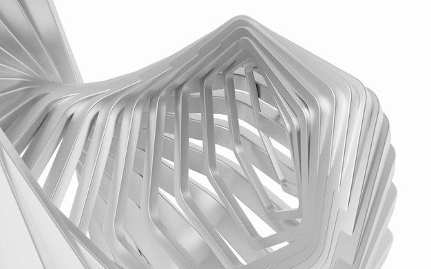 Фото Металлический каркас с шестиугольной формой 3d-рендеринга
